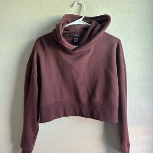Forever 21 Burgundy Cropped Hoodie